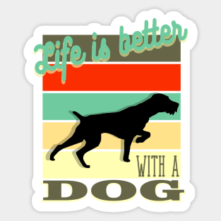 Life is Better with a Dog Retro Vintage Sunset Sticker